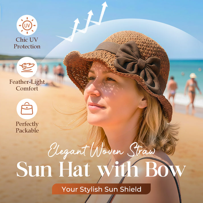🔥 Hot sale 49% OFF🔥Elegant-Woven Straw Sun Hat with Bow